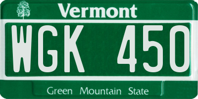 VT license plate WGK450