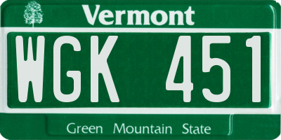VT license plate WGK451