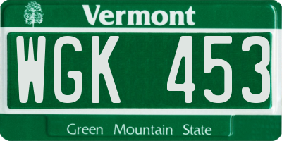VT license plate WGK453