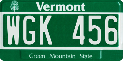 VT license plate WGK456