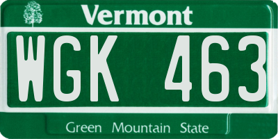 VT license plate WGK463