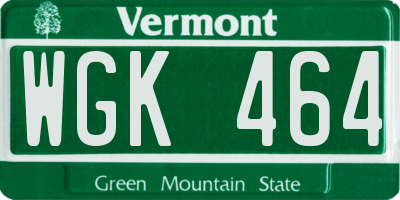VT license plate WGK464