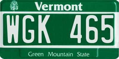 VT license plate WGK465