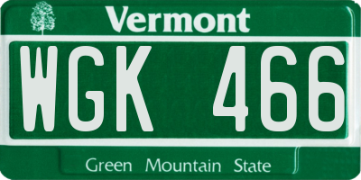 VT license plate WGK466