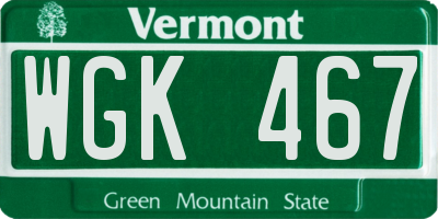 VT license plate WGK467