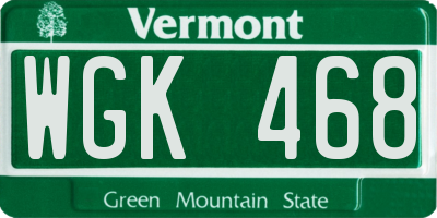 VT license plate WGK468