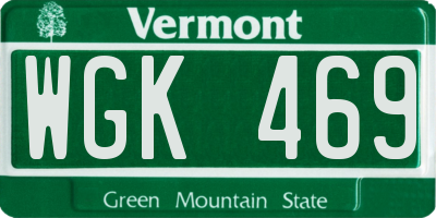 VT license plate WGK469