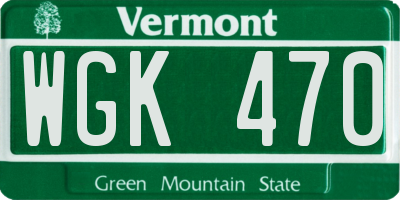 VT license plate WGK470