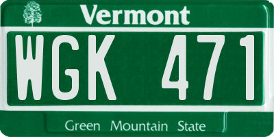 VT license plate WGK471