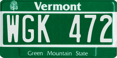 VT license plate WGK472