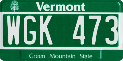 VT license plate WGK473
