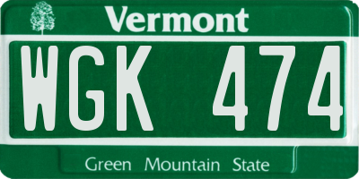VT license plate WGK474