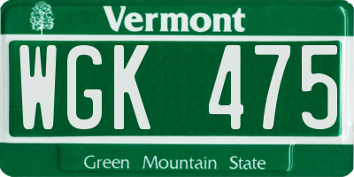 VT license plate WGK475