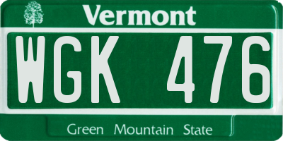 VT license plate WGK476