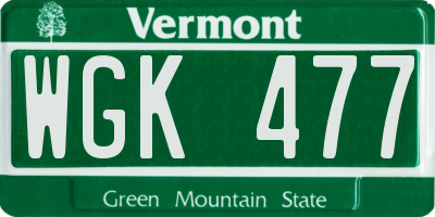 VT license plate WGK477