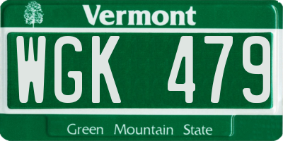 VT license plate WGK479