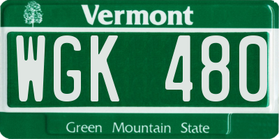 VT license plate WGK480