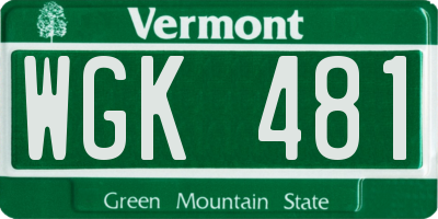 VT license plate WGK481