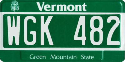 VT license plate WGK482