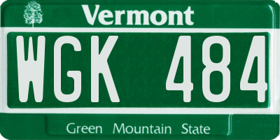 VT license plate WGK484