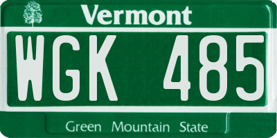 VT license plate WGK485