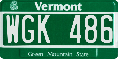 VT license plate WGK486