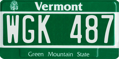 VT license plate WGK487