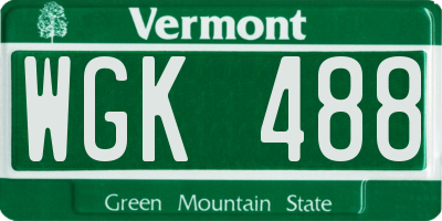 VT license plate WGK488