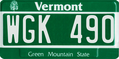 VT license plate WGK490