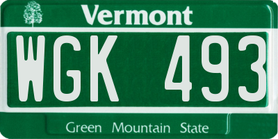 VT license plate WGK493