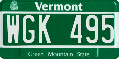 VT license plate WGK495