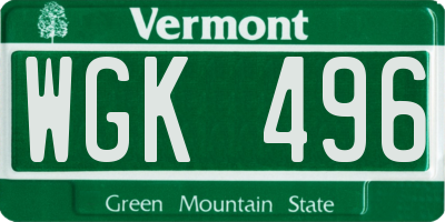 VT license plate WGK496
