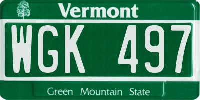 VT license plate WGK497