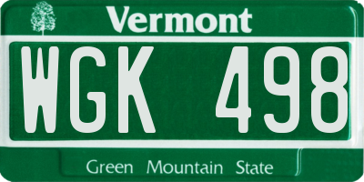 VT license plate WGK498