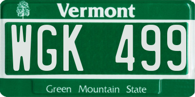VT license plate WGK499