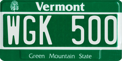 VT license plate WGK500