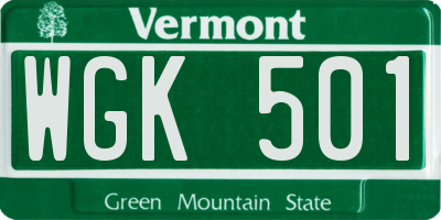 VT license plate WGK501