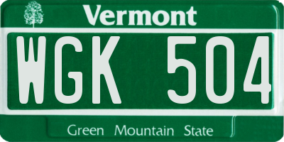 VT license plate WGK504