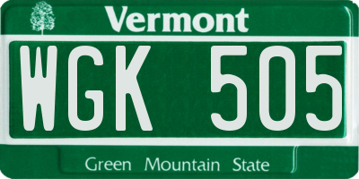 VT license plate WGK505