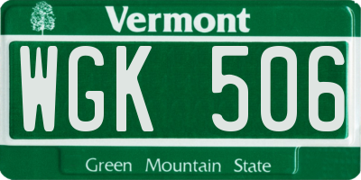 VT license plate WGK506