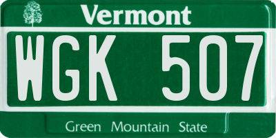 VT license plate WGK507