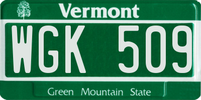 VT license plate WGK509