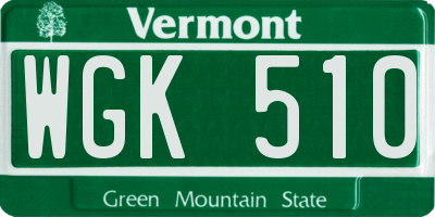 VT license plate WGK510