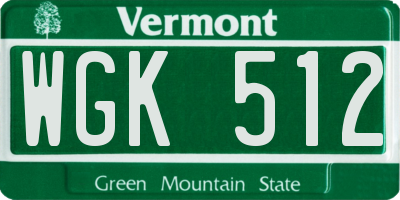 VT license plate WGK512