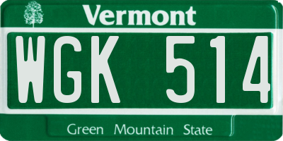 VT license plate WGK514