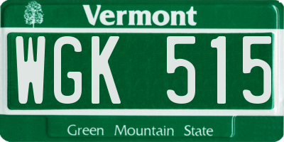 VT license plate WGK515
