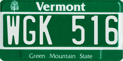 VT license plate WGK516