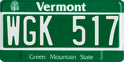 VT license plate WGK517