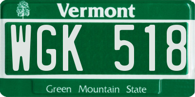 VT license plate WGK518