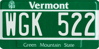 VT license plate WGK522